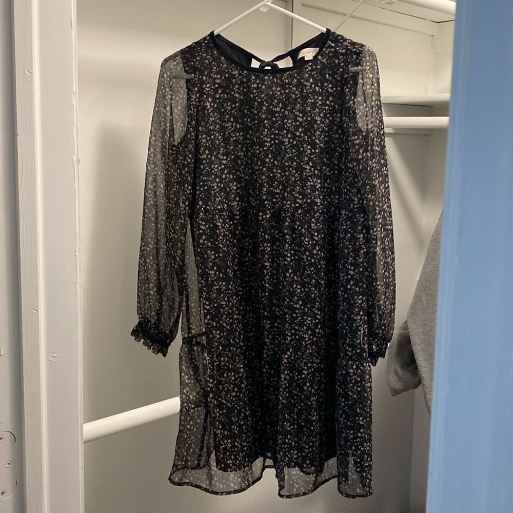 Petty black LOFT dress with bell sleeves